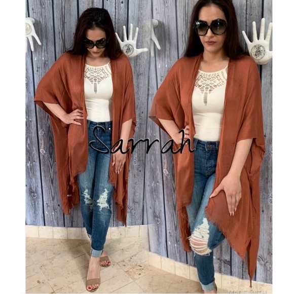 Last 1 🌟 New Bohemian High Low Kimono Cardigan with Fray Trim - Picture 3 of 11